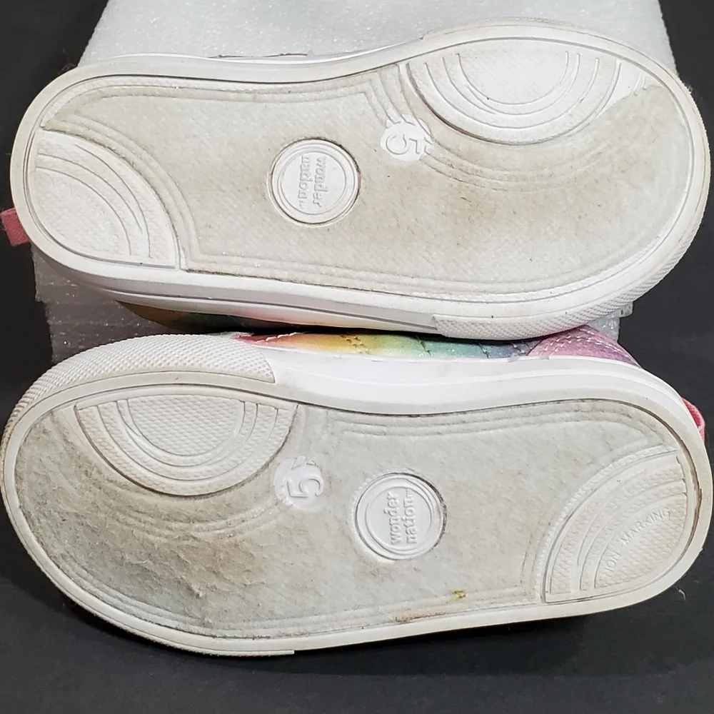 Wonder Nation Infant Laceless Multi-Color Sparkly Slip-On Casual Sneaker Size 5T